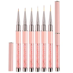 Pink Nail Art Brushse Pen Lines Stripe Flower Painting Drawing Pen Acrylic UV Gel Extension Grids Nail Brush Manicure Tools 1PCS
