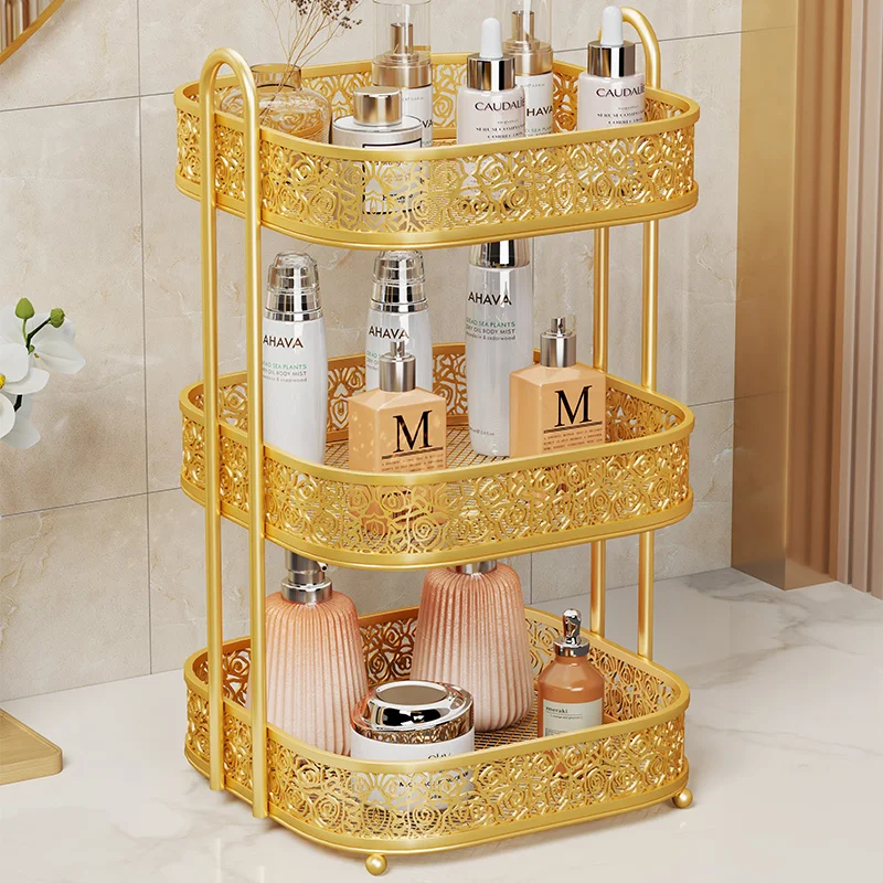 

Custom Bathroom Vanity Makeup Organizer Multi-Functional Storage Rack Dressing Table Skincare Storage Rack