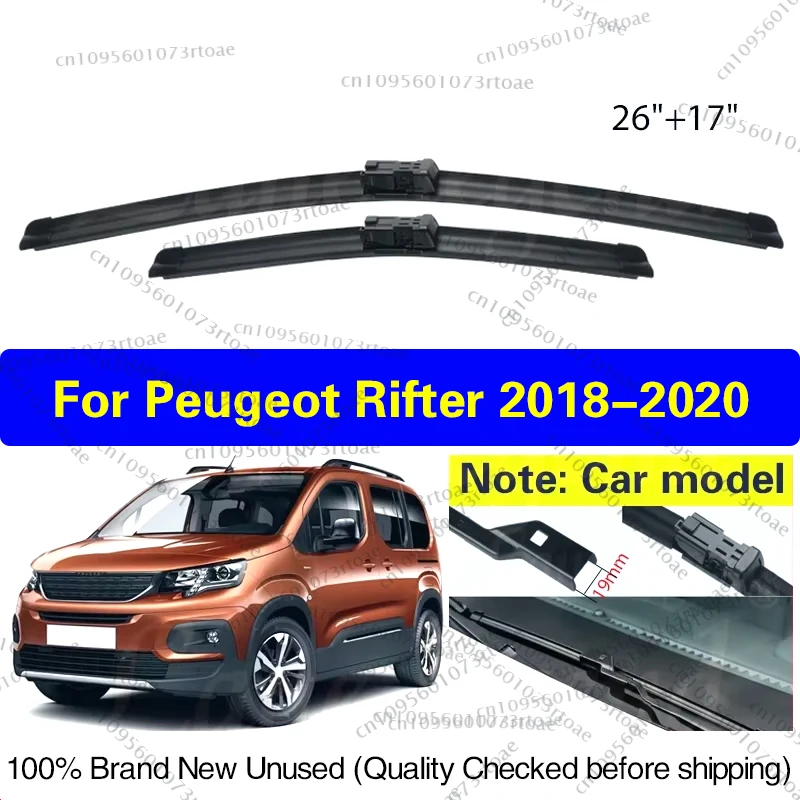 

For Peugeot Rifter 2018 2019 2020 Wiper Front Wiper Blades Windshield Windscreen Clean Window Rain Brush High Quality 26"+17"