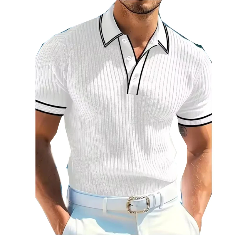 Men's Short Sleeve Polo Shirt with Buttons Casual Entertainment Decorative Clothing Leisure Fashion Polo