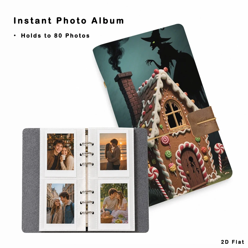 Halloween Witch Gingerbread House Print Instant Photo Album 20Pages 80 Vertical Pockets  Birthday Holiday Gift For Party Present
