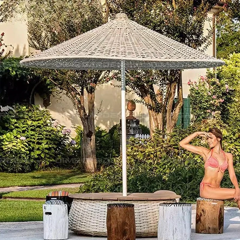 

Sun umbrella Internet celebrity cover outdoor courtyard advertising umbrella open-air rattan bed and breakfast beach outdoor