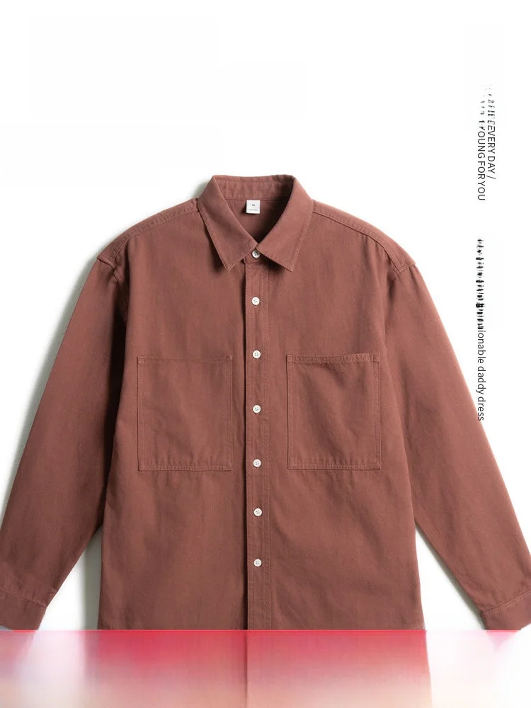 

Men's Pure Cotton Long Sleeve Shirt Loose Fit Thickened Spring Autumn Casual Fashion Urban Style Button up Classic Color