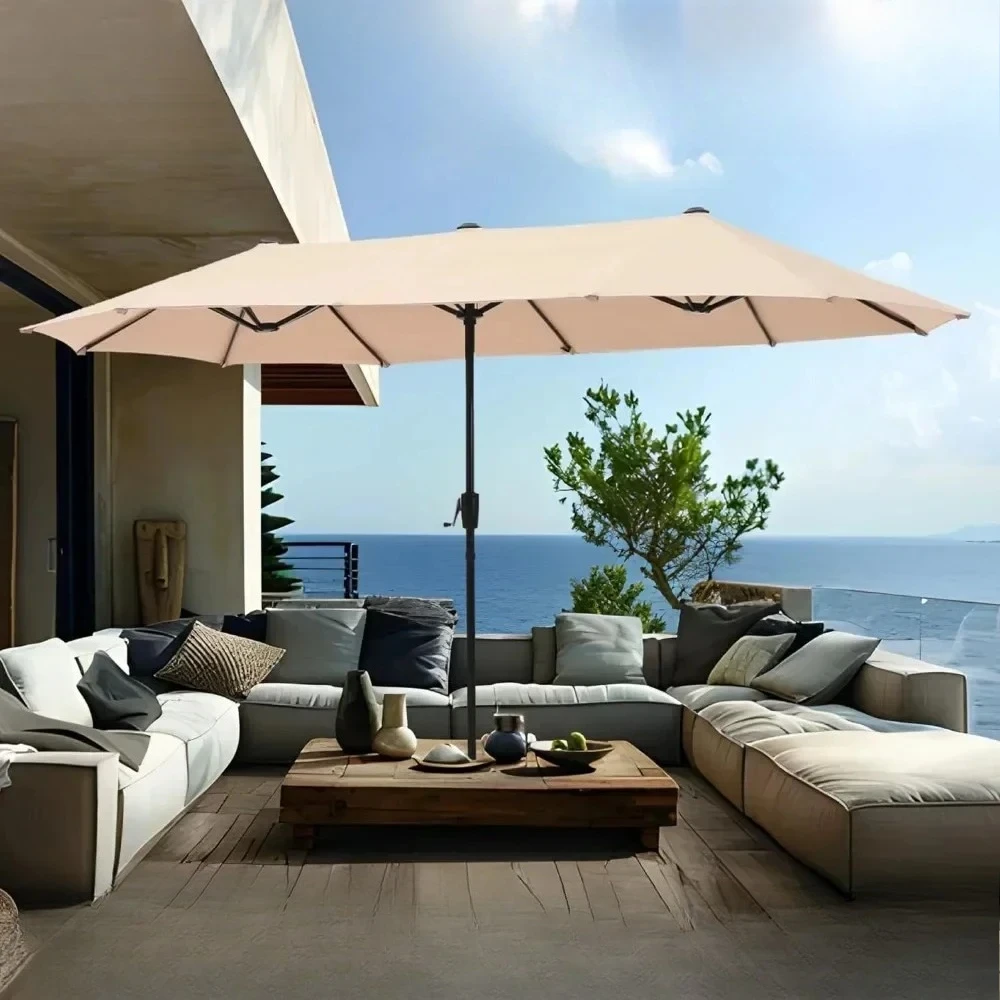 

For Patio Umbrella,awnings for terraces and courtyards Large Double-Sided Twin Outdoor Market Umbrella with Crank, 13ft