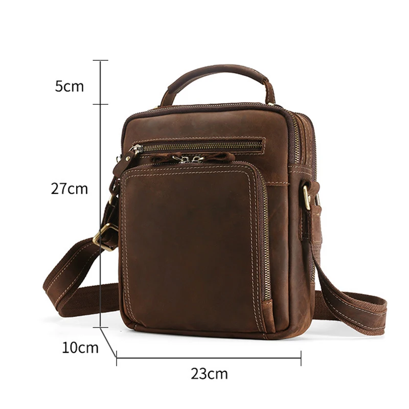 Men's Cowhide Single Shoulder Luxury Handbags Layer Multi-functional Crossbody Bag Travel Business Simple Fashion Tote Bag