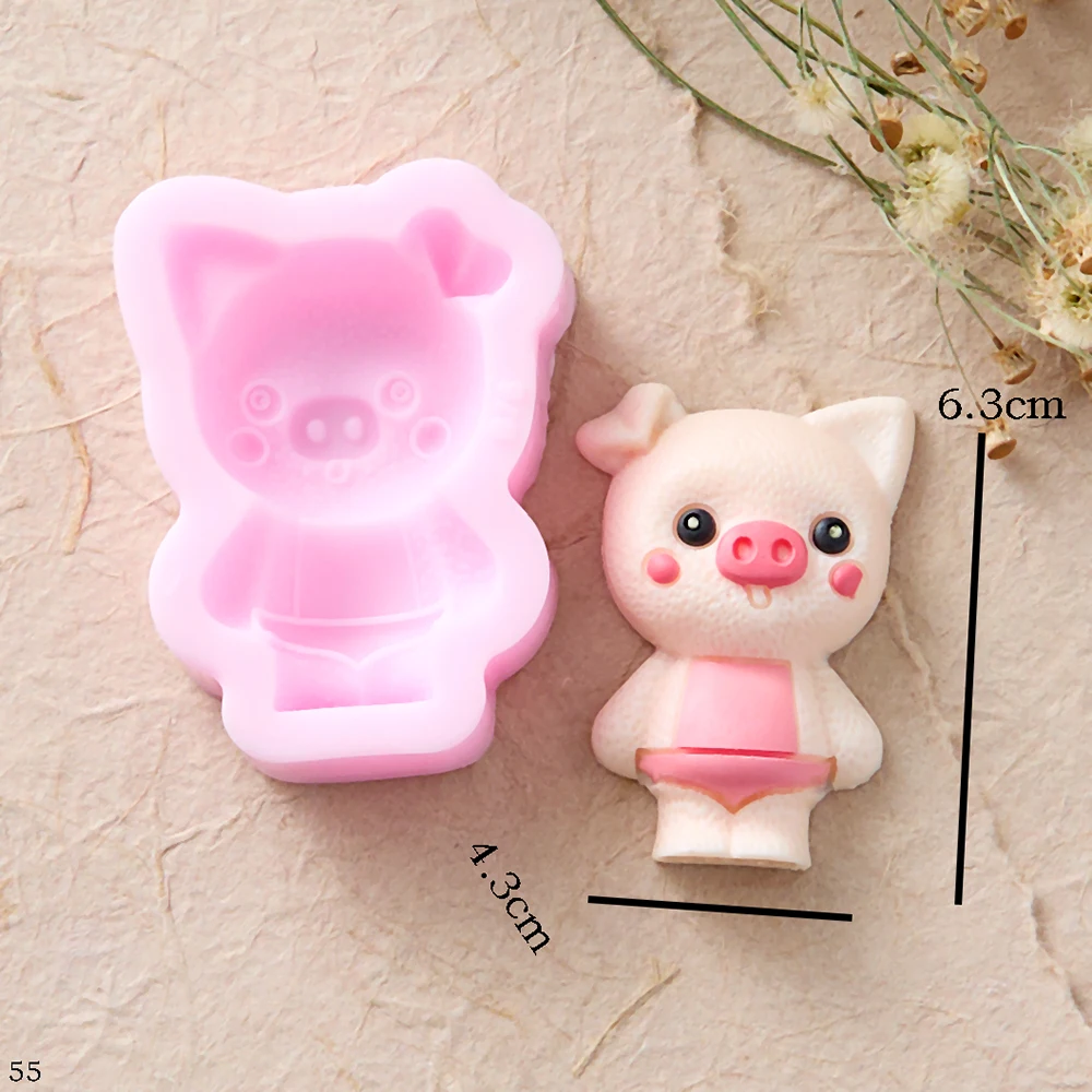 Strawberry Fruit Rabbit Silicone Mold DIY Cream Cake Decoration Cartoon Pig Cherry Dessert Chocolate Plaster Silicone Mold