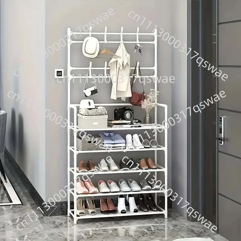Multifunctional shoe rack and coat rack layered storage design, clean space, suitable for family use