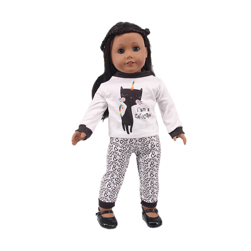 2 Stks/set = Shirts + Broek Pop Kleding Accessoires Voor Geboren Baby 43Cm Items & 18 Inch Amerikaanse Pop meisje Speelgoed & Onze Generatie