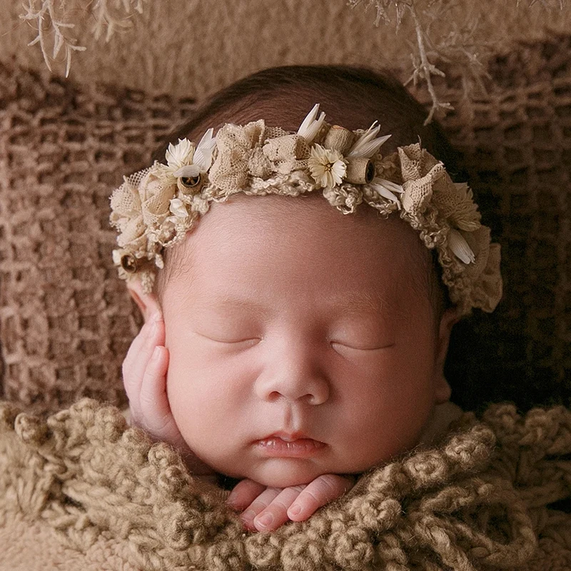 Newborn Photography Props Baby Photo Soft Background Blanket With Pocket Hat + Pillow Accessories Brown Theme Feather Headdress