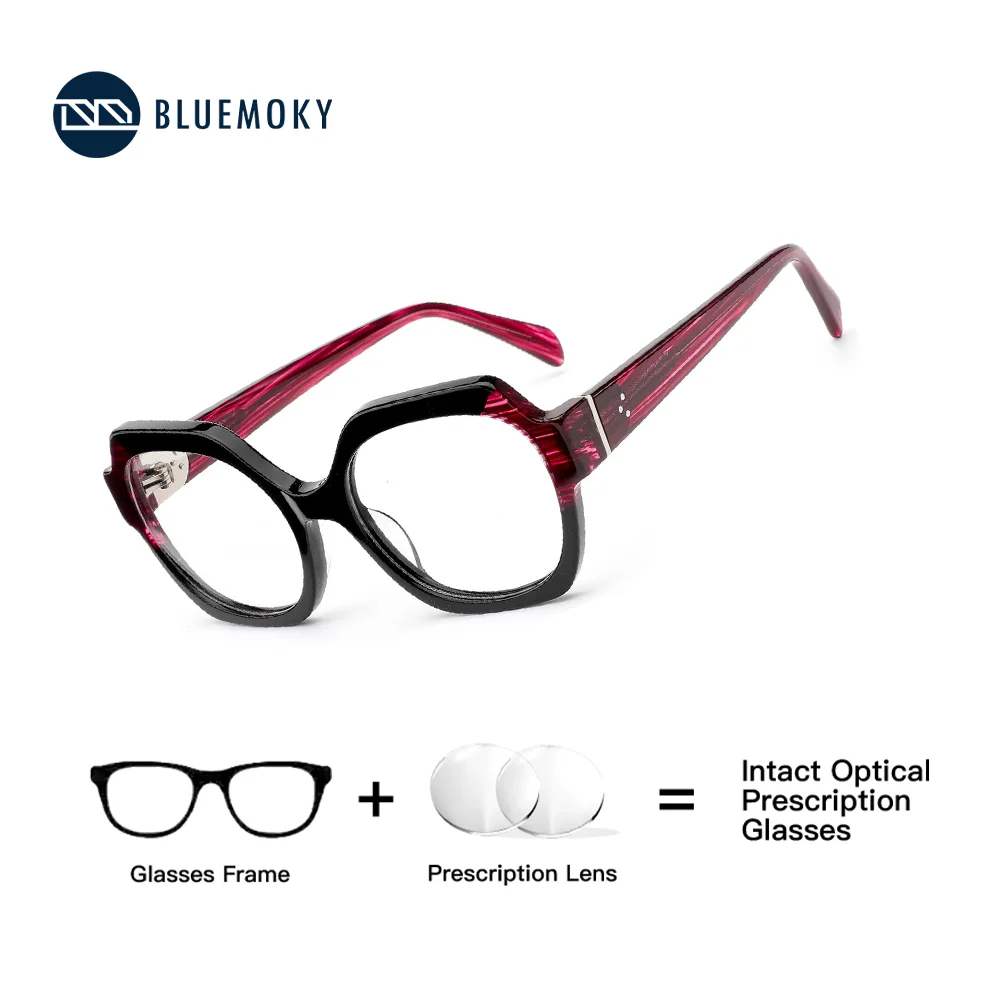 

BLUEMOKY Handmade Acetate Prescription Glasses for Women Trend Polygon Photochromic Optical Eyeglasses Progressive Eyewear