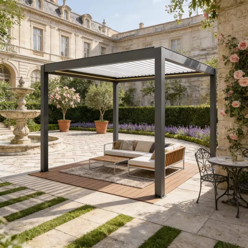 

Bioclimatic pergola side wall aluminum waterproof pergola for privacy and wind protection, modern garden aluminum pergola