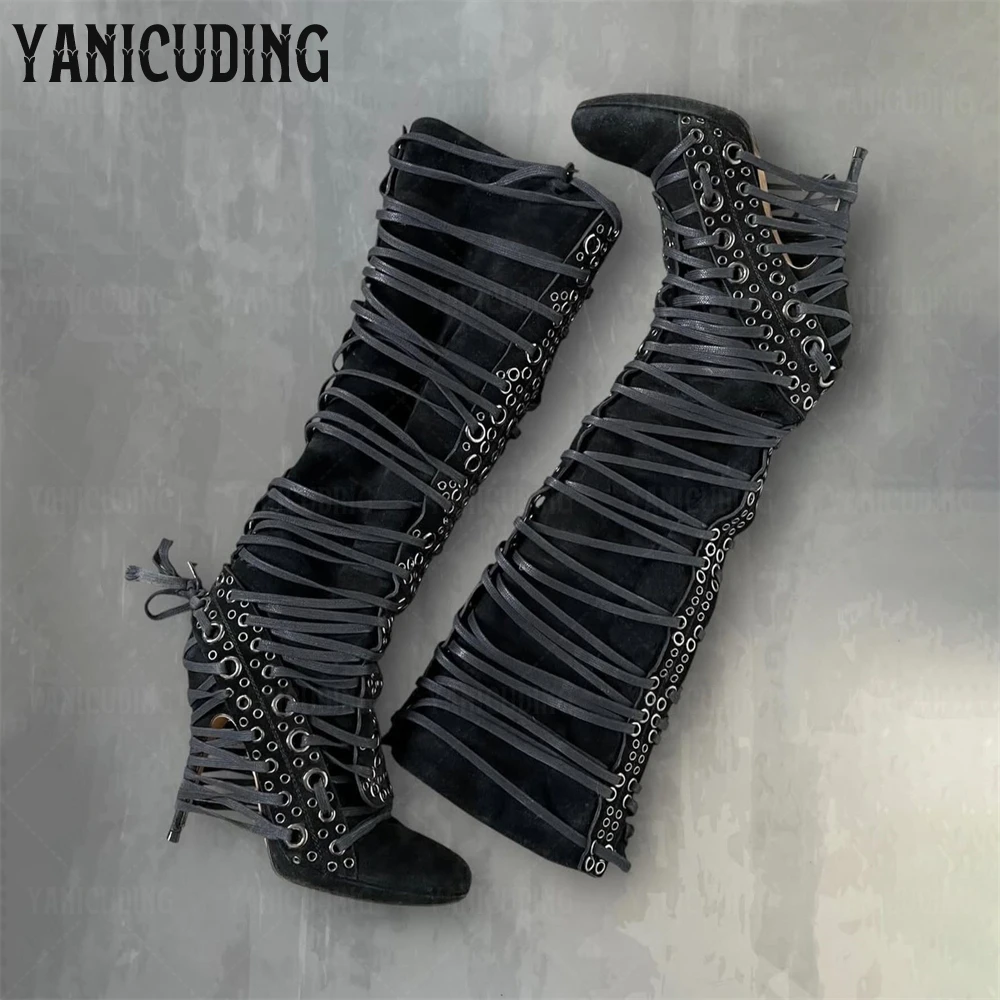 

Multiple Strap Pointed Stiletto Boots Designer Style Luxury Handmade Boots Metallic Eyelet Boots for Women Custom Multiple Color