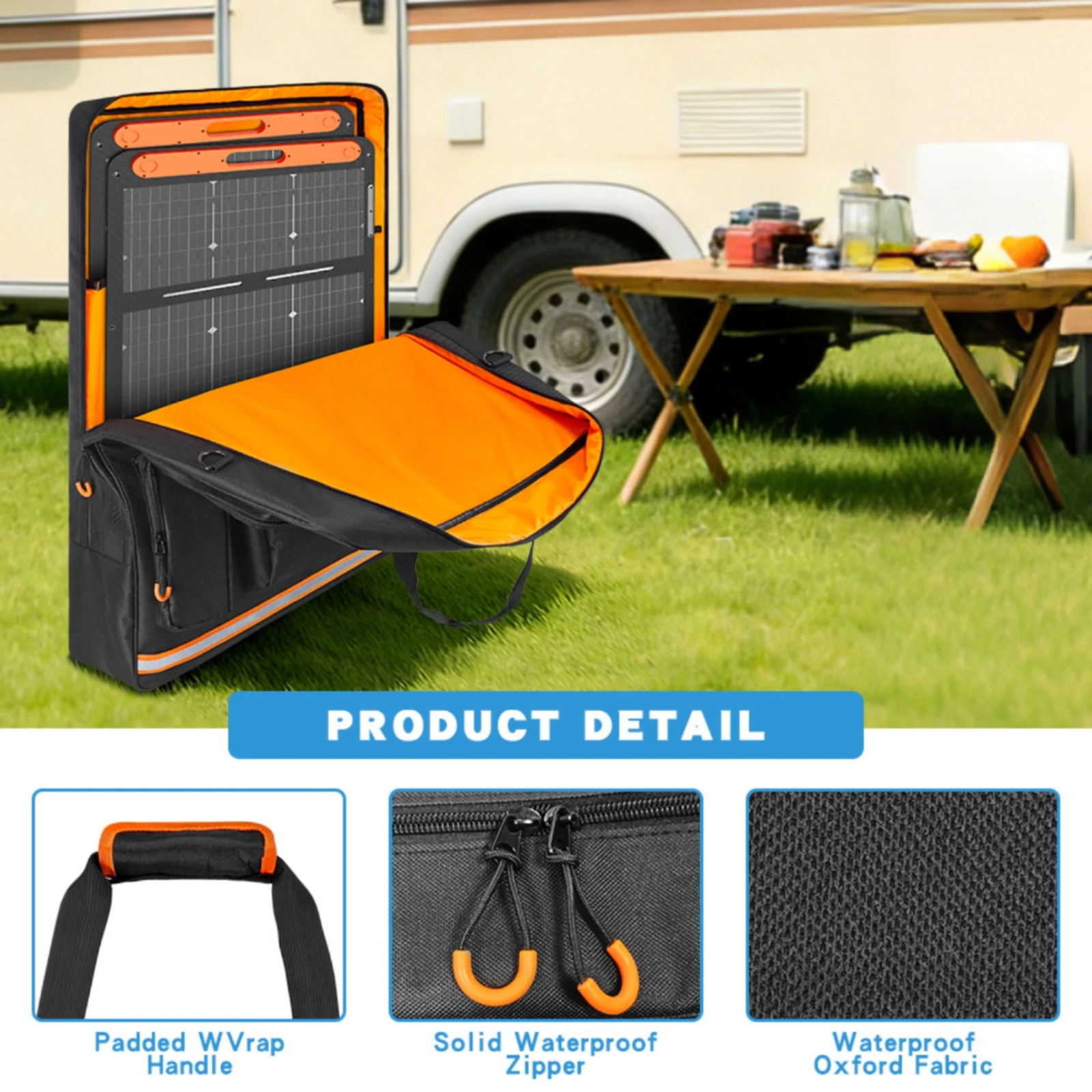 Solar Panel Travel Bag with Shoulder Strap Waterproof Solar Panel Bag with Shoulder Strap Portable Adjustable for Campers