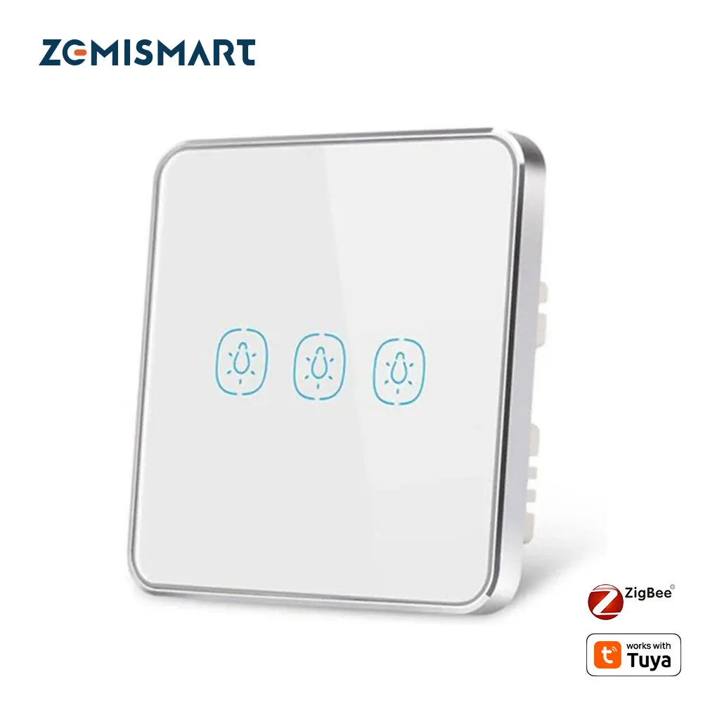 Zemismart Zigbee Light Switch with Aluminum Frame Glass Touch Switch Work with Tuya Alexa Echo Google Home Assistant Control