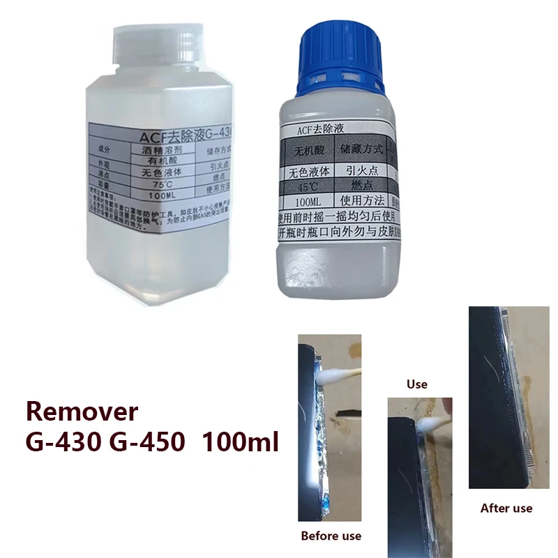 100ml ACF remover G450 G430 ACF Conductive Glue Removal Liquid Cleaning Solution LCD Cable Repair TAB Modu repair removal liquid