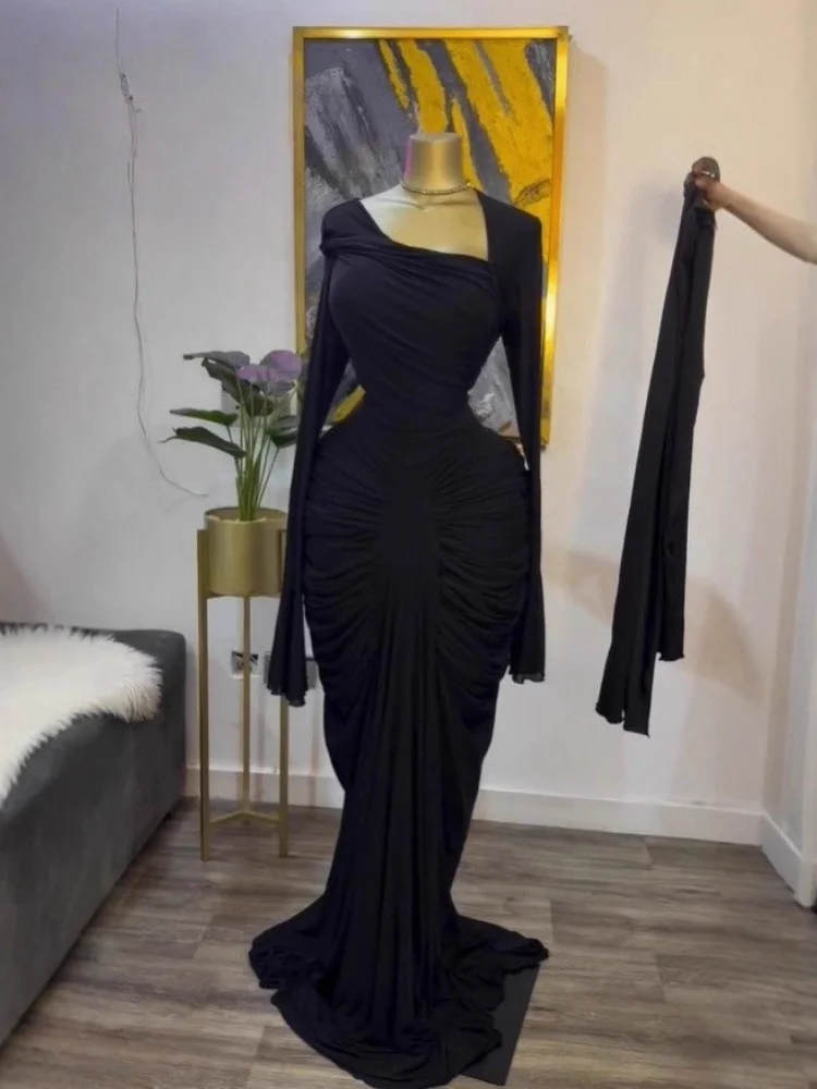 Wmstar Kleid Damen Großhandel Mode Abendkleid mit schrägem Kragen und plissiertem Stil Lange Länge Drop Shopping 2025