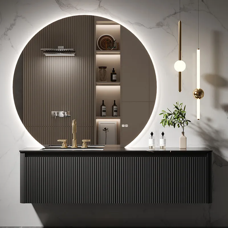 

bathroom cabinet combination, rock slab seamless integrated basin, washbasin, washbasin, toilet washbasin and bathroom cabinet.