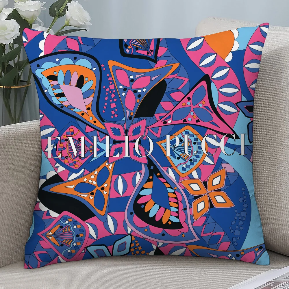 

E-EE-Emilio logo P-Pucci Pillow Case 3D Print Polyester Fiber 40*40 cm Home Sofa Throw Pillow Cover Decoration Festival Gift