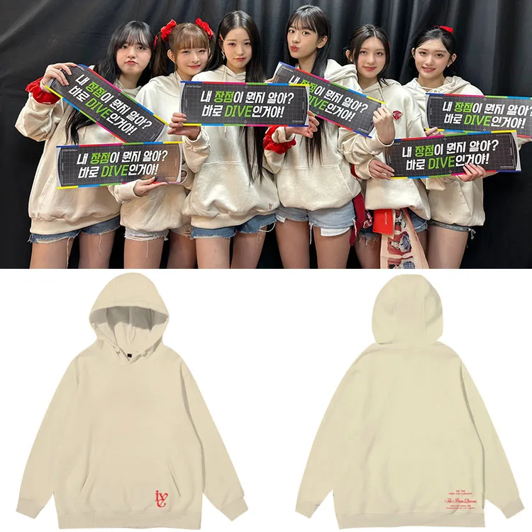 

IVE Concert the Prom Queens Zhang ngqiu Spring 2023 Loose Fit Hoodie Fce Lined Overhead Sweatirt Cotton 00%