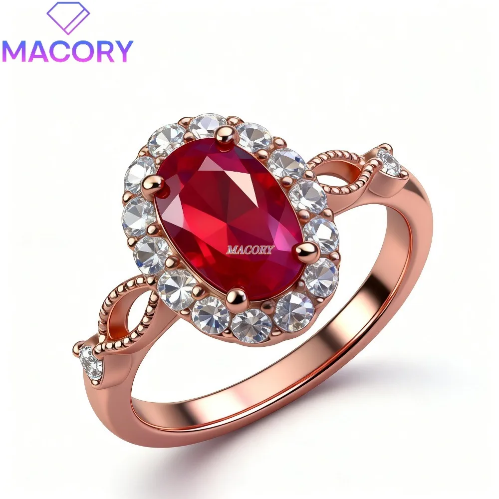 

Natural ruby ring S925 sterling silver luxury women's gemstone ring delicate and elegant festive gift suitable for women