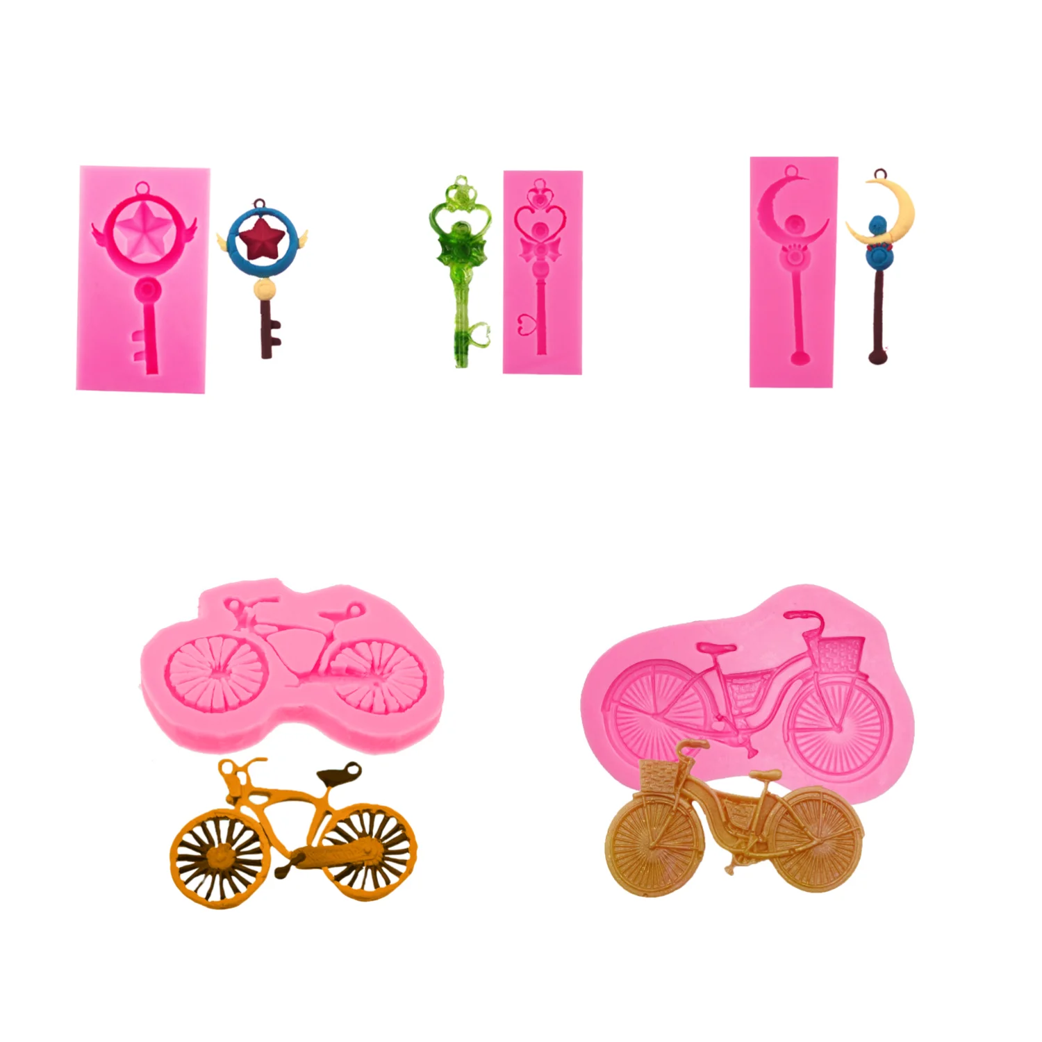 

Key Shape Bike Silicone Mold for Chocolate Gummy Candy Sugar Craft Clay DIY Cake Baking Supplies