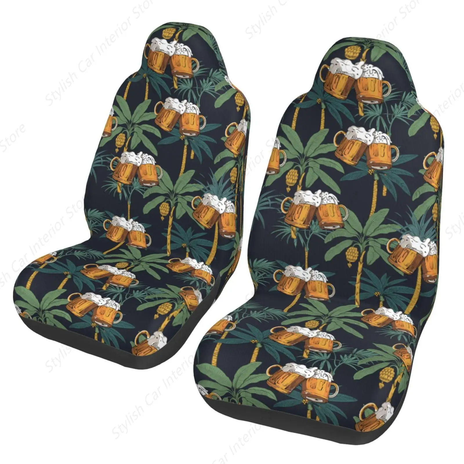 

Tropical Plant Beer Car Seat Covers Set of 2 Auto Accessories Protectors Decor Universal Fit for Most Vehicle Auto Front covers