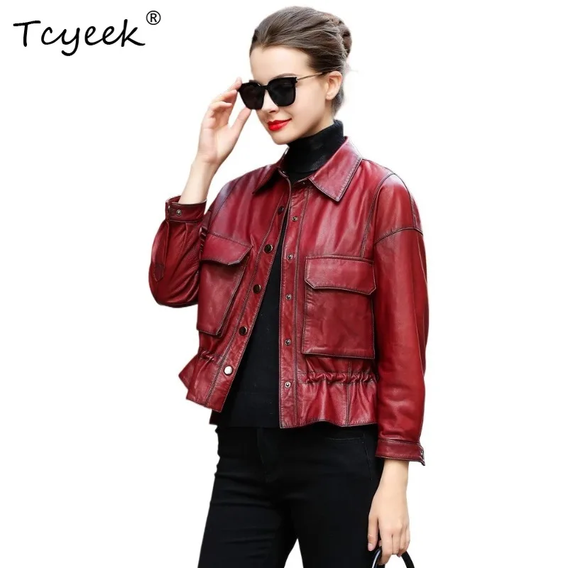 Tcyeek Genuine Leather Jackets for Woman Stylish Sheepskin Women Coats Autumn Clothing New Leather Jackets 2026 Jaqueta Feminina