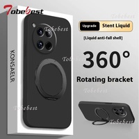 360 Degree Rotating Magnetic Bracket Liquid silicone Case For OnePlus 13 12 11 10 ACE 3 2 Pro Nord 4 Soft Back Cover