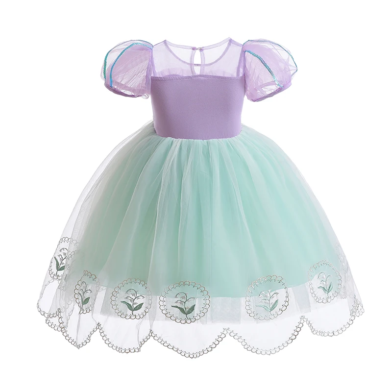 Puffy Dresses for Girls Summer 2023 Queen Rapunzel Green Princess Beautiful Girl Costume Sequin Dress Clothes 2 to 8 Years Old