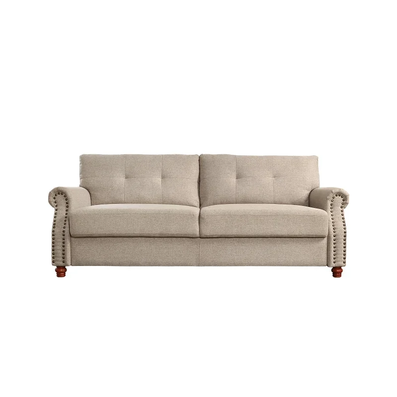 Beige Linen Fabric Upholstery with Storage Sofa /Tufted Cushions/ Easy, Tool-Free Assembly, for indoor living room furniture