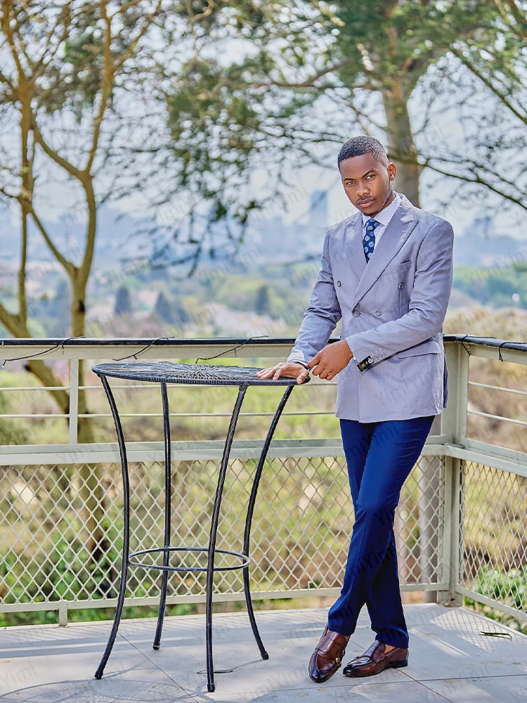 

Elegant Men's Suits 2 Pieces Peaked Lapel Double Breasted Wedding Evening Party Suit Contrast Color Prom Blazer Slim Customized