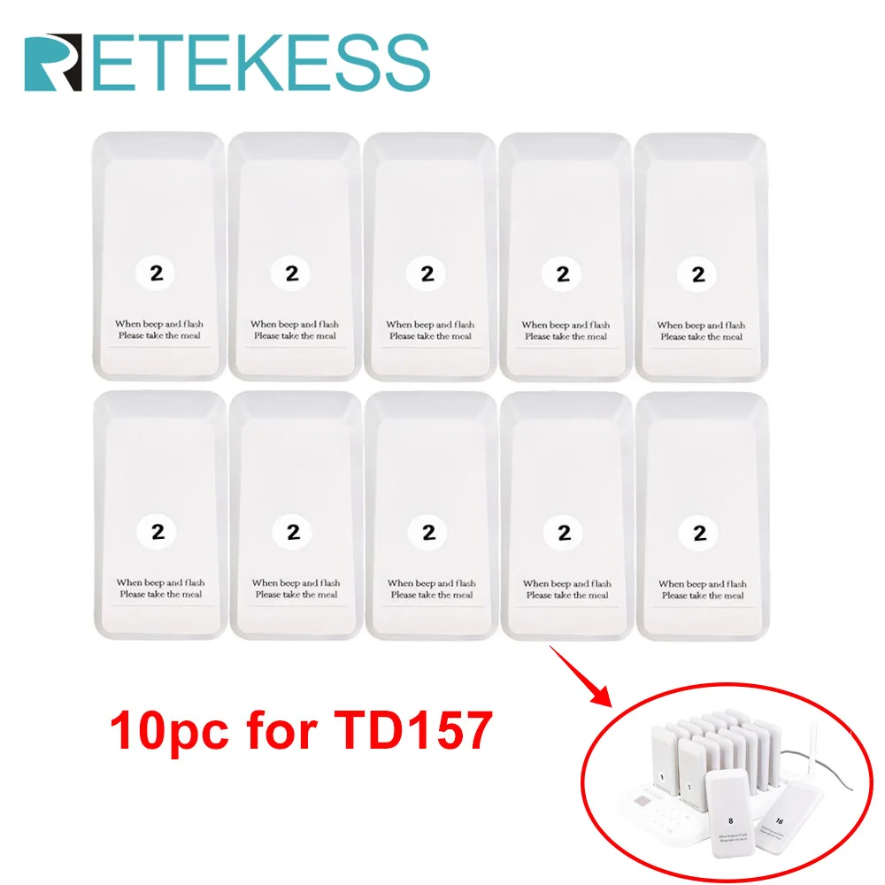 Retekess 10Pcs Coaster Pagers Receivers For TD157 Restaurant Pager Wireless Calling System For Coffee Church Bar Beauty Salon