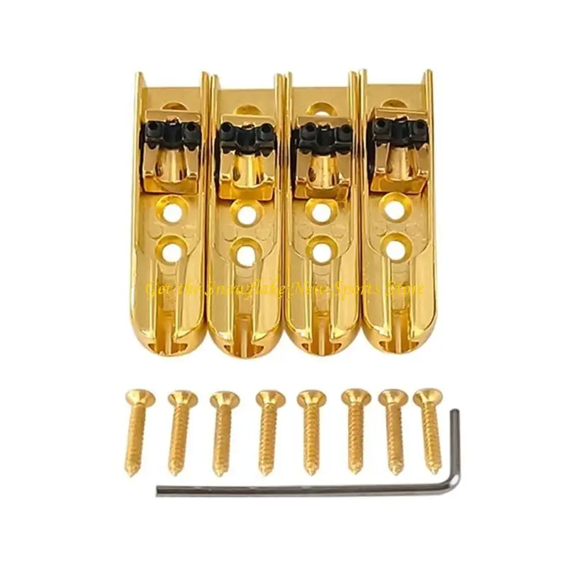 4 PCS Split Design Electric Bass Bridge Saddle Zinc Alloy Separate Electric Bass Guitar Bridge Easy Installation