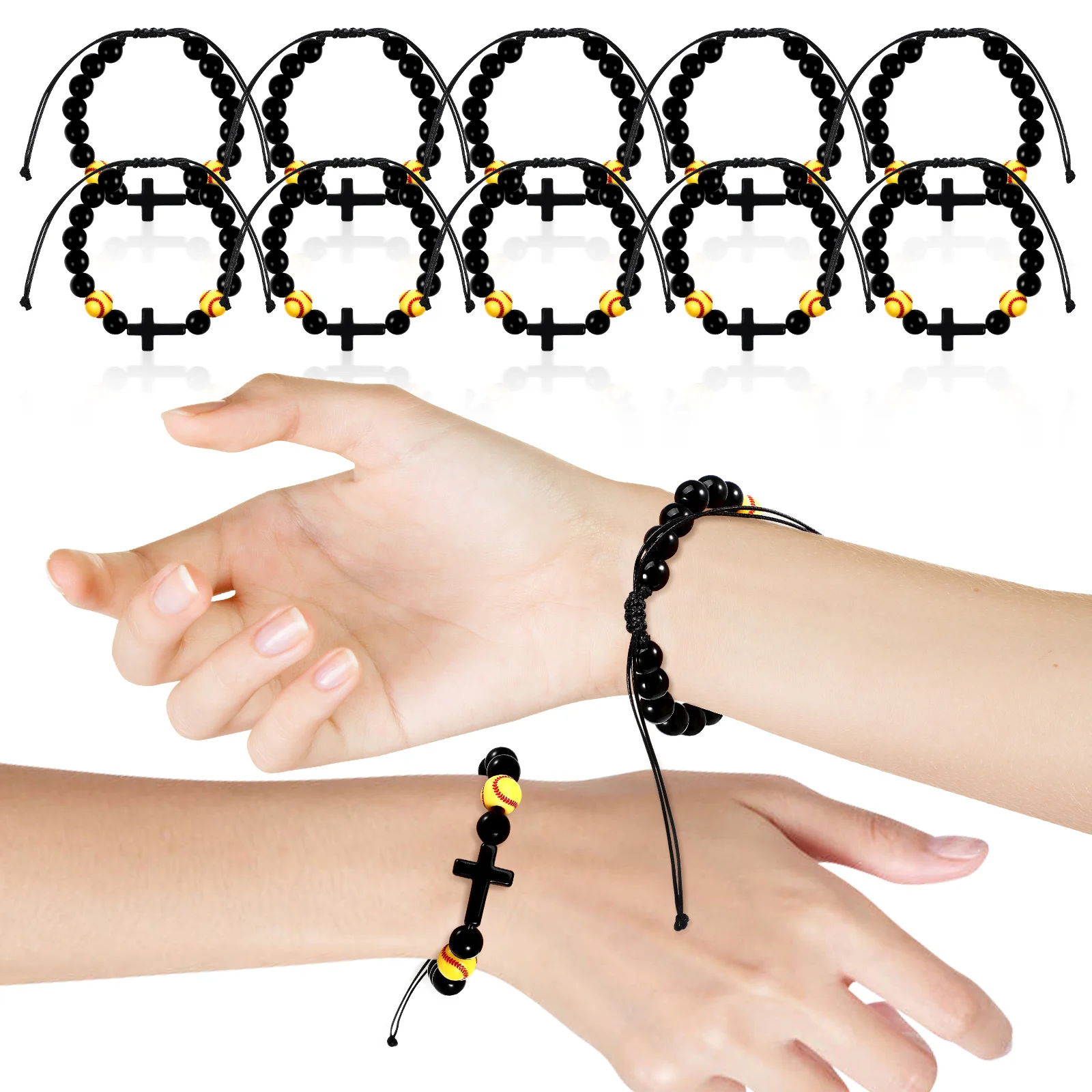 

12 Pcs Softball Bracelet Baseball for Men Boys Charm Acrylic Man Women Bracelets