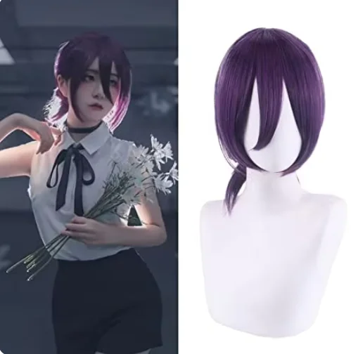 Reze Cosplay Wig Anime Chainsaw Man Wig Anime Costume Cosplay Wig Costume Purple Ponytail HairParty Hair Wigs