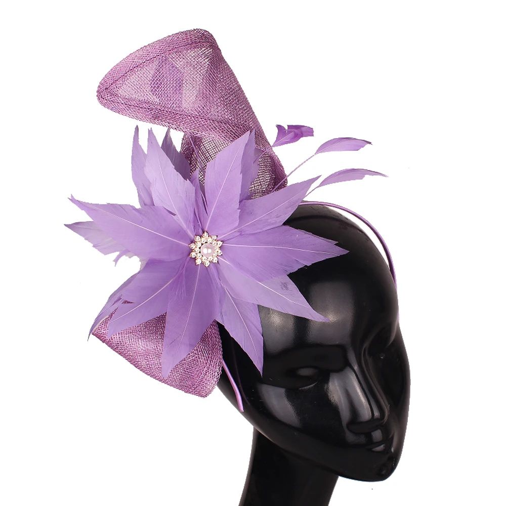 

Hot Pink Sinamay Wedding Women Fascinator Hat Hairpin Bride Ladies Headpiece With Hair Clip Fancy Flower Female Hair accessories