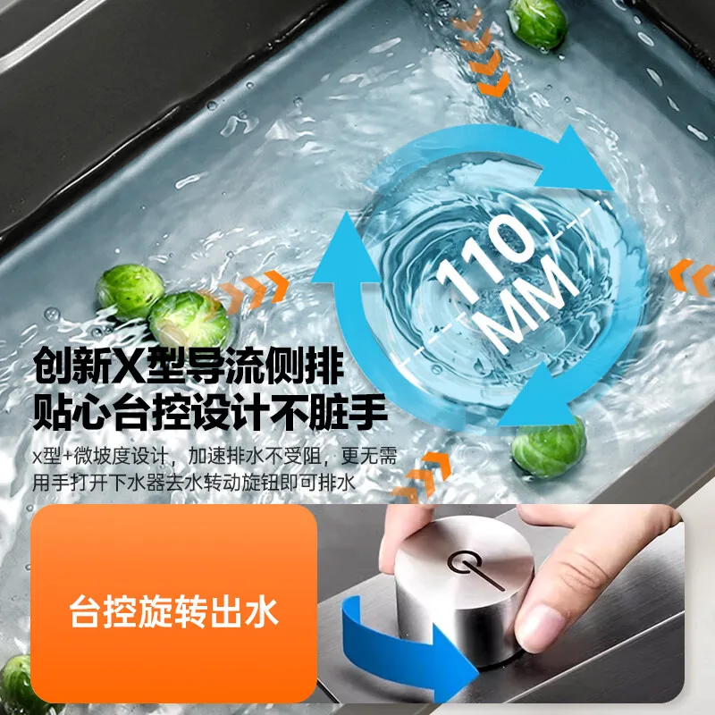 Fregadero de cascada, lavabo de cocina en relieve en forma de panal, ranura grande de acero inoxidable 304 engrosada