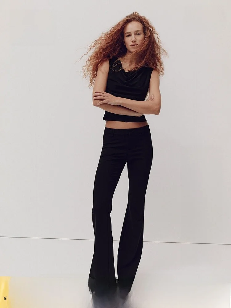 

Женские летние брюки H&M с широкими штанинами, прямого кроя, с высокой талией, формальные, премиум-качество, модный дизайн