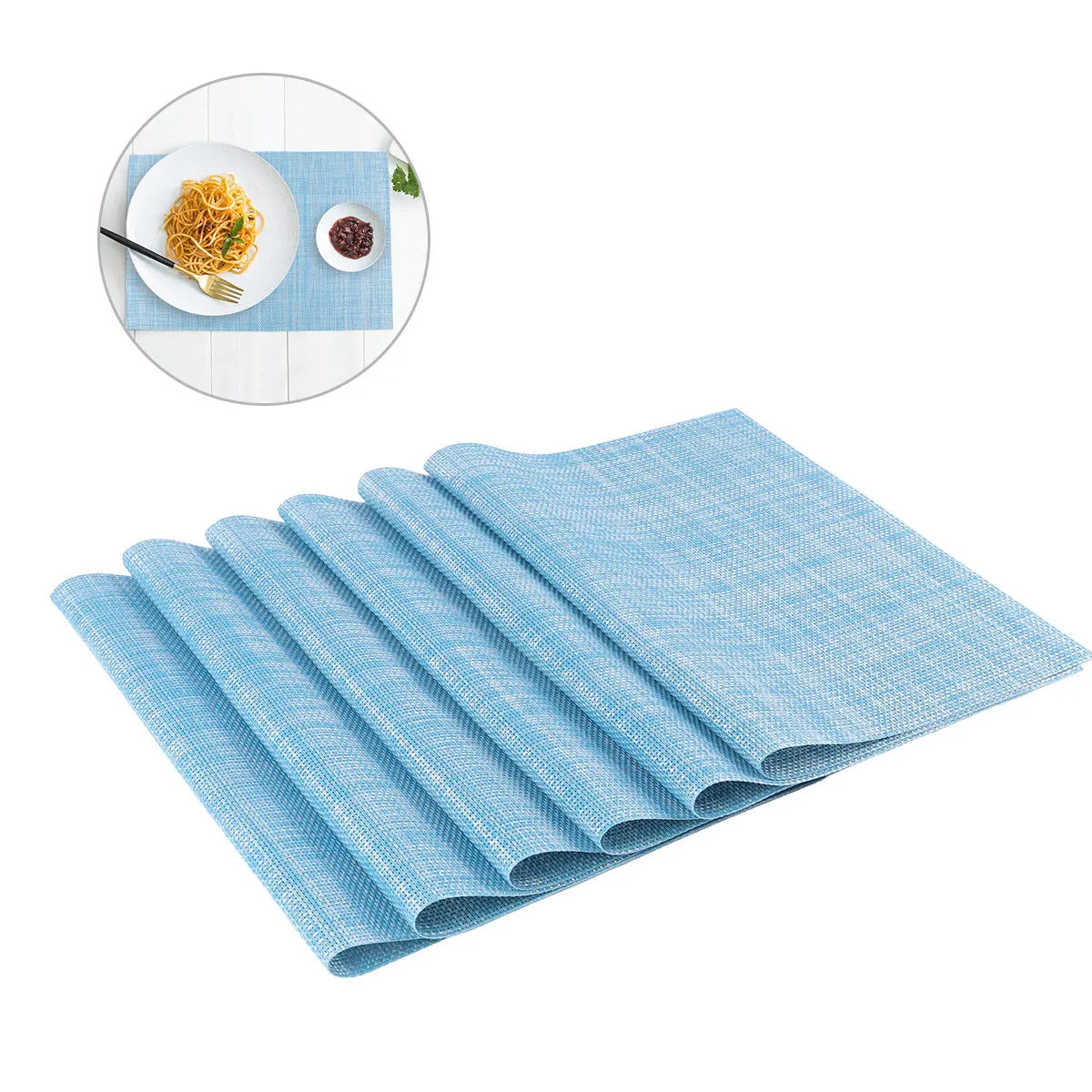 

6Pcs PVC Heat Proof Mats Skid Resistance Placemats Tableware Insulation Pads Restaurant Home Solid Color Thermal