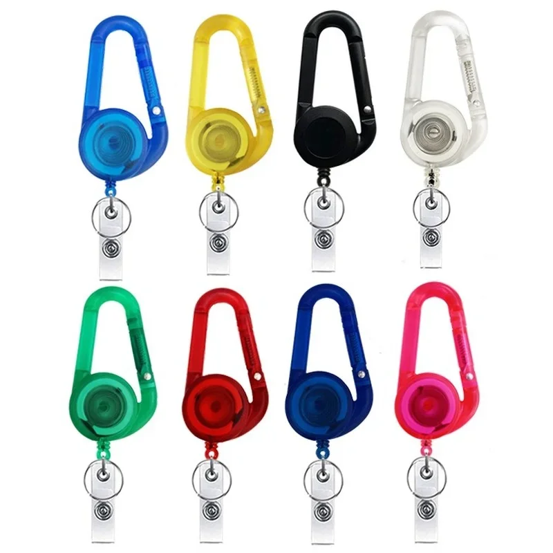 

8 Color ABS Plastic Office Lanyard Clip Keychain Name Tag Holder Keyring Id Card Key Ring Badge Reel Retractable Key Chain Badge