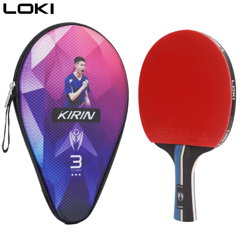 LOKI KIRIN K3 Table Tennis Racket with RXTON 1 ITTF Approved Rubber 3 Star 7-Ply Pure Wood Ping Pong Paddle Racket with Bag