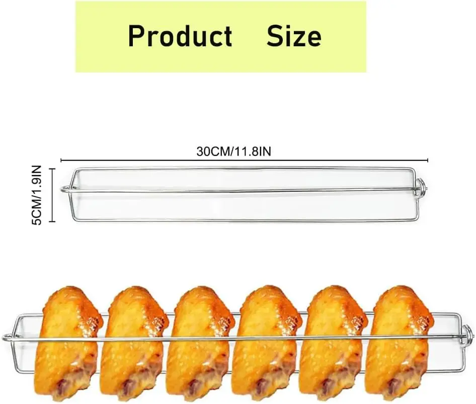 Trilhos de frango para churrasqueira, Grelhar ferramentas para piquenique ao ar livre, fixação, churrasco, asas, 8 pacotes