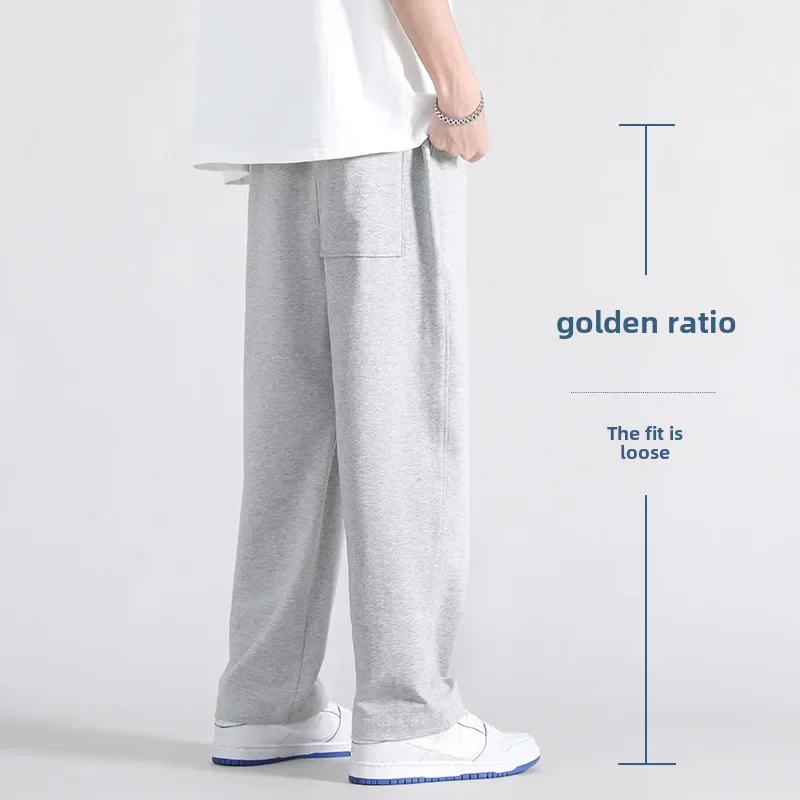 الخريف عارضة السراويل الرجال فضفاضة تناسب Sweatpants واسعة الساق السراويل المستقيمة رمادي اللون السراويل الموسمية للرجال