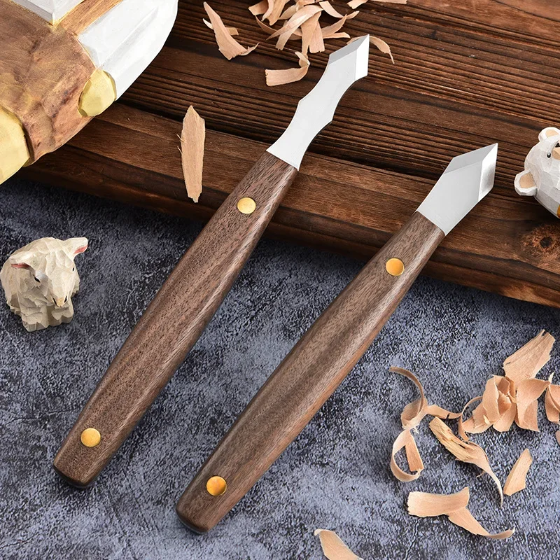 Long Neck Marking Knife Carbon Steel Blade 60 Degree Angle Solid Wood Handle Precise Cutting Professional Woodworking Tool