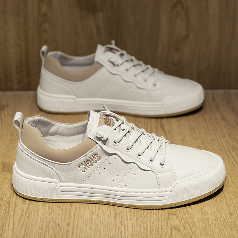 

2025 Autumn Men's White Sneakers - Breathable Korean Street Style, Versatile Casual Shoes with Hong Kong Vibes