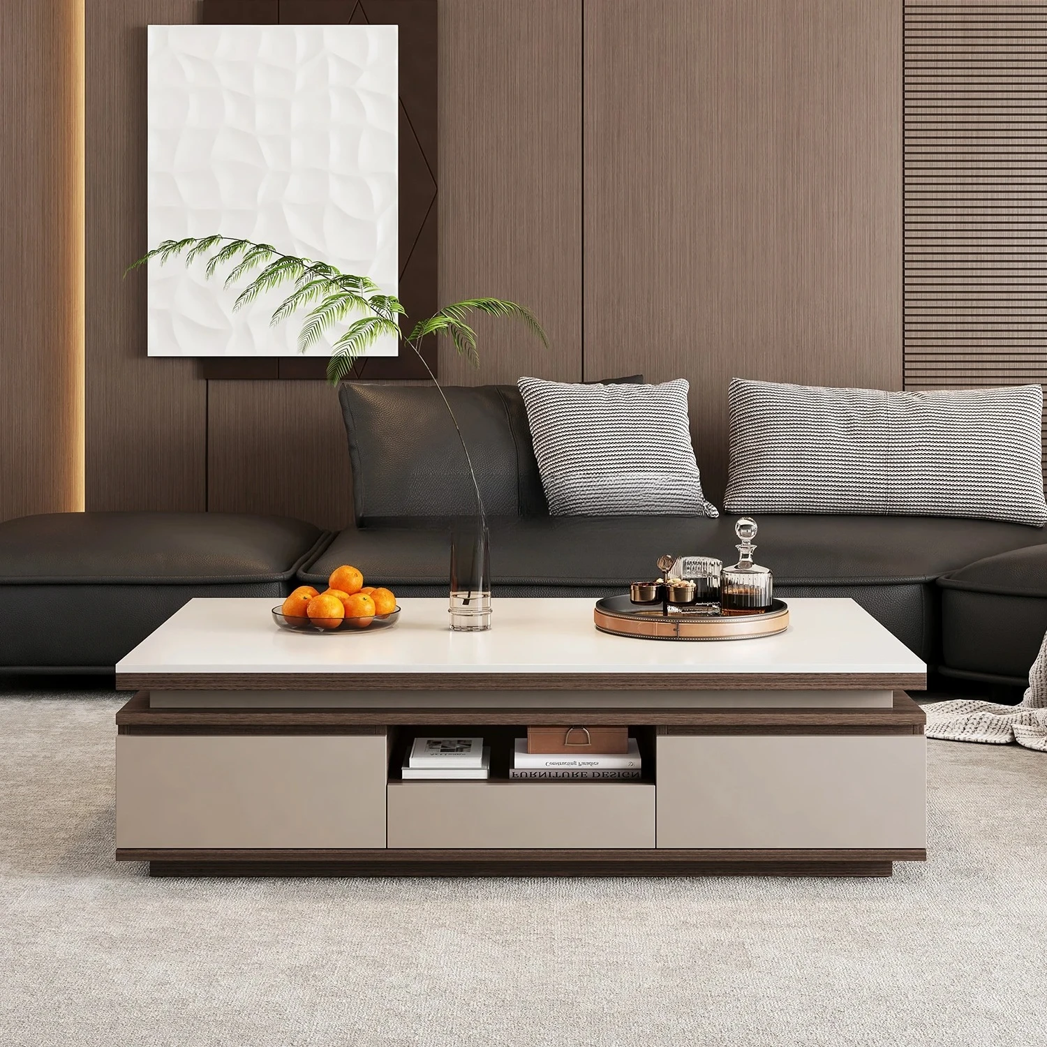 

Итальянский журнальный столик из каменной плиты, креативный минималистичный новый легкий роскошный чайный столик из цельного дерева с высоким смыслом