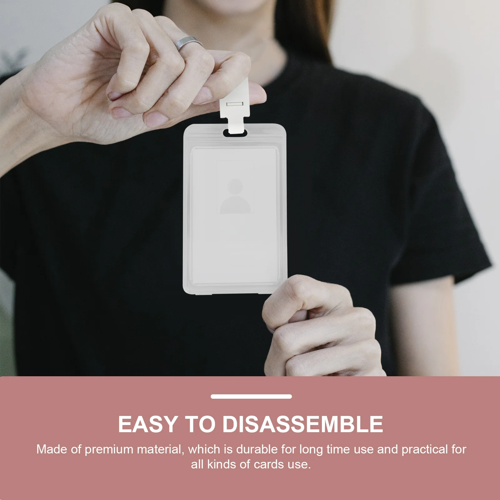 

5pcs Work Badge Holders Reusable Lightweight Id Card Holder For Staff Nurses Students Volunteers Lanyard Secure Clasp