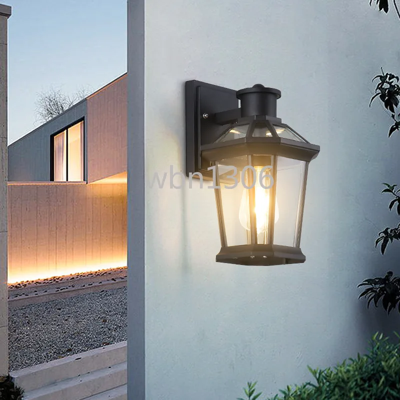 Outdoor waterproof wall lamp retro industrial wind door head courtyard aisle balcony light control super bright wall lamp