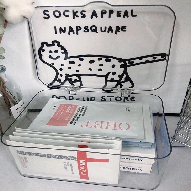 Acrylic Clear Storage Organizer Box - Clamshell Design for Home, Office Essentials with Multi-Purpose Stationery Organizers