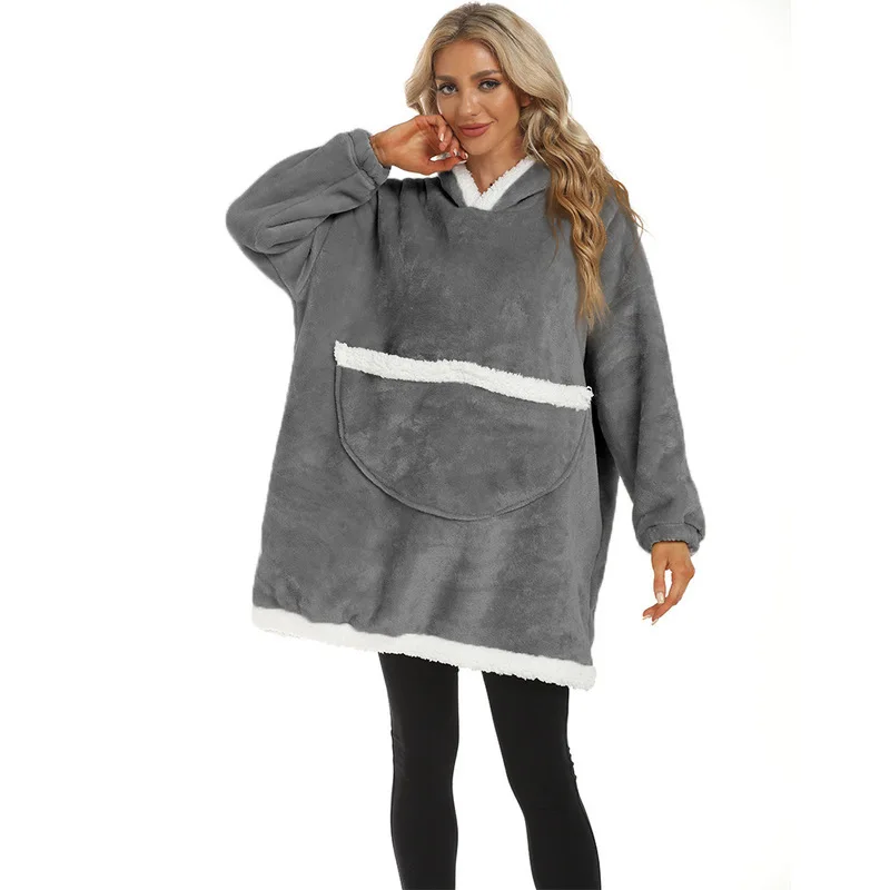 

Blanket Hoodie Men Women Gray Big Warm Blanket Hoodie Sweatshirt with Hood Giant Pocket and Sleeves Cozy Plush Blanketv